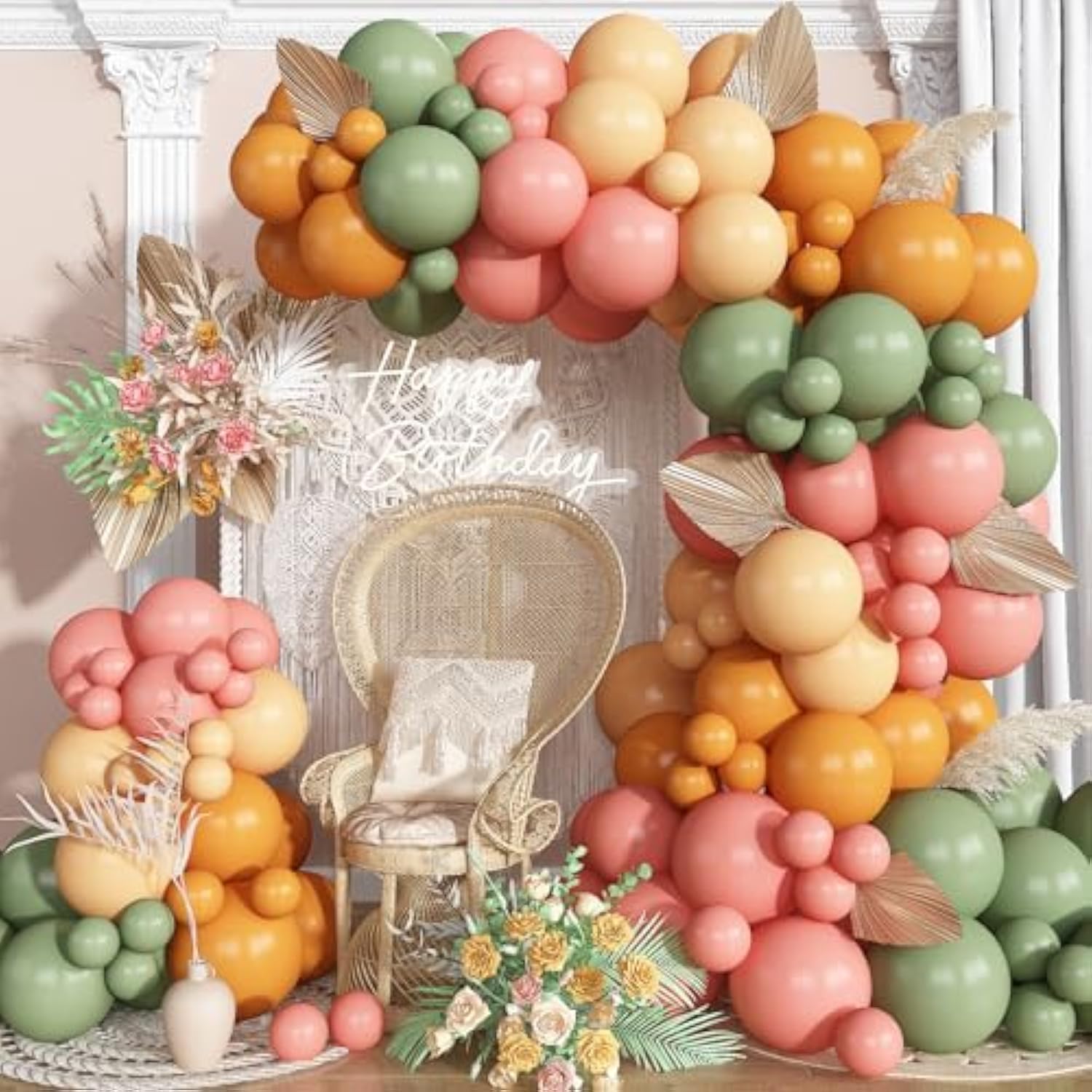 Sage Green & Pink Balloon Arch Kit: Fall Party Decor