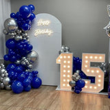 Royal Blue & Silver Balloon Arch Kit: 140pcs Party Decor