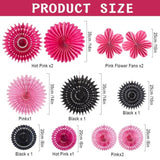 11Pcs Hanging Paper Fans Decorations Pink Black Birthday Party Decorations For Girls Sweet 16 18 21St Birthday Bridal Shower Wedding Bachelorette Galentine'S Party Decor Supplies