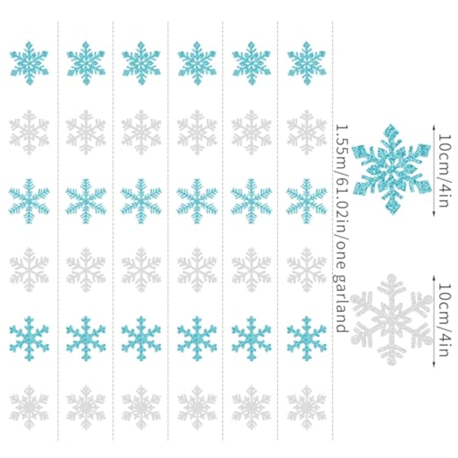 Snowflake-Snow Teal-Silver Christmas Party-Decorations Garland - 6Pcs Winter Wonderland Girl Frozen Birthday Hanging Decoration Streamers Banner, Snow White New Year Supplies Holiday Decor