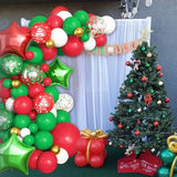 Christmas Balloon Garland Arch Kit - Green, Red, White Arch With Star Foil, Cane, Snowflake, Tree Balloons For New Year Party Decorations
