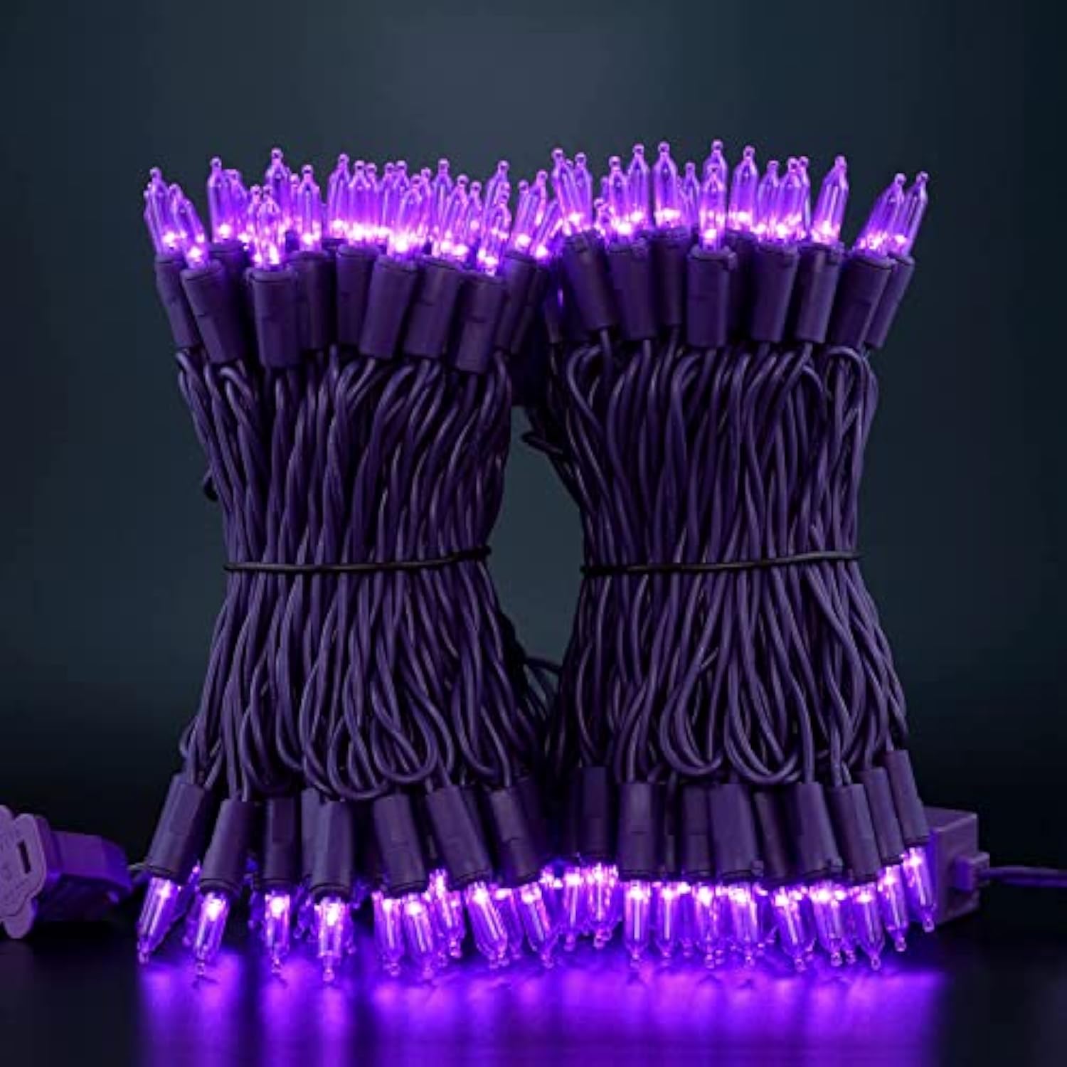 200 Purple Led Christmas Lights With Purple Wire, Pack Of 2 Strands 33 Feet 100 Lights Ul Certified Holiday String Light