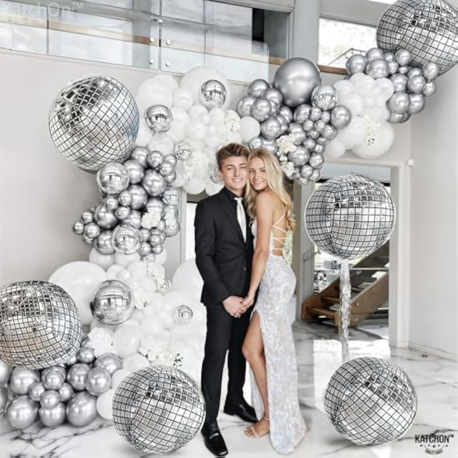 , Silver Disco Ball Balloons - Huge 22 Inch, Pack Of 6 | 4D Sphere Balloons For Disco Party Decorations | Anniversary, Bachelorette, Birthday, Retro Party Decorations | 70S Party Decoration