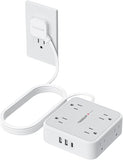Surge Protector Power Strip 8 Outlets 3 USB Ports 1 USB C 20W PD 10FT Flat Plug Extension Cord 900J