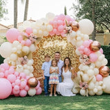 Pink Ivory Rose Gold Balloon Arch Kit – Double Stuffed Light Pink Cream White Balloons With Gold Butterflies For Baby Shower, Bridal, Birthday, Princess, Engagement, Garden Party Decorations