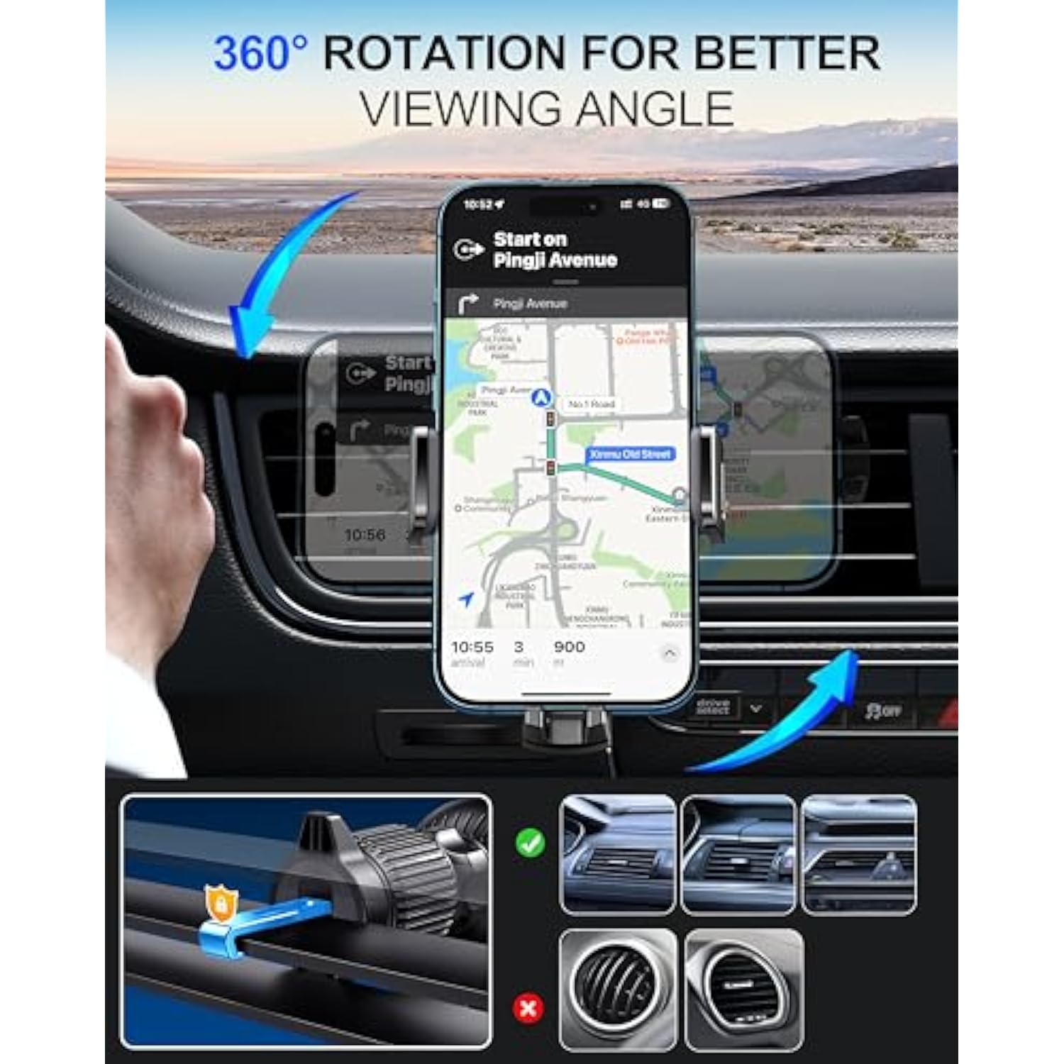 Wireless Car Charger, 15W Fast Charging Auto Clamping Car Phone Holder Wireless Charger Air Vent Car Phone Mount Fit For Iphone 15 14 13 12 Mini Pro Max 11 Xr Xs X, Samsung Galaxy S23 S22 S21+