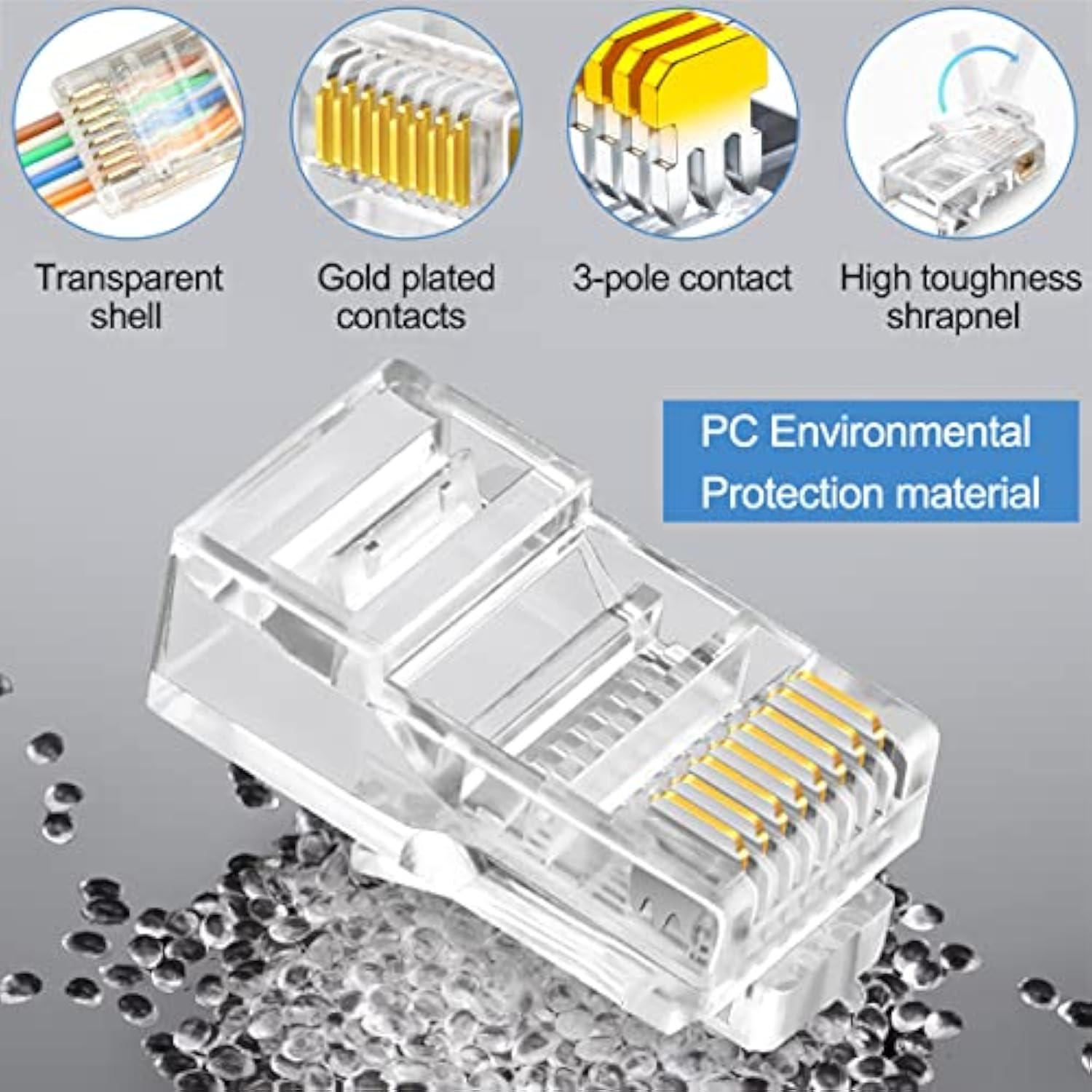 Rj45 Cat5 Cat6 Connectors Ends Pass Through Ethernet 8P8C Utp Network Plug For