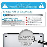 IBENZER Compatible with MacBook Pro 15 Inch Case 2019 2018 2017 2016 A1990 A1707, Plastic Hard Shell Case with Keyboard Cover for Mac Pro 15 Touch Bar, Sierra Blue, T15SIBL+1