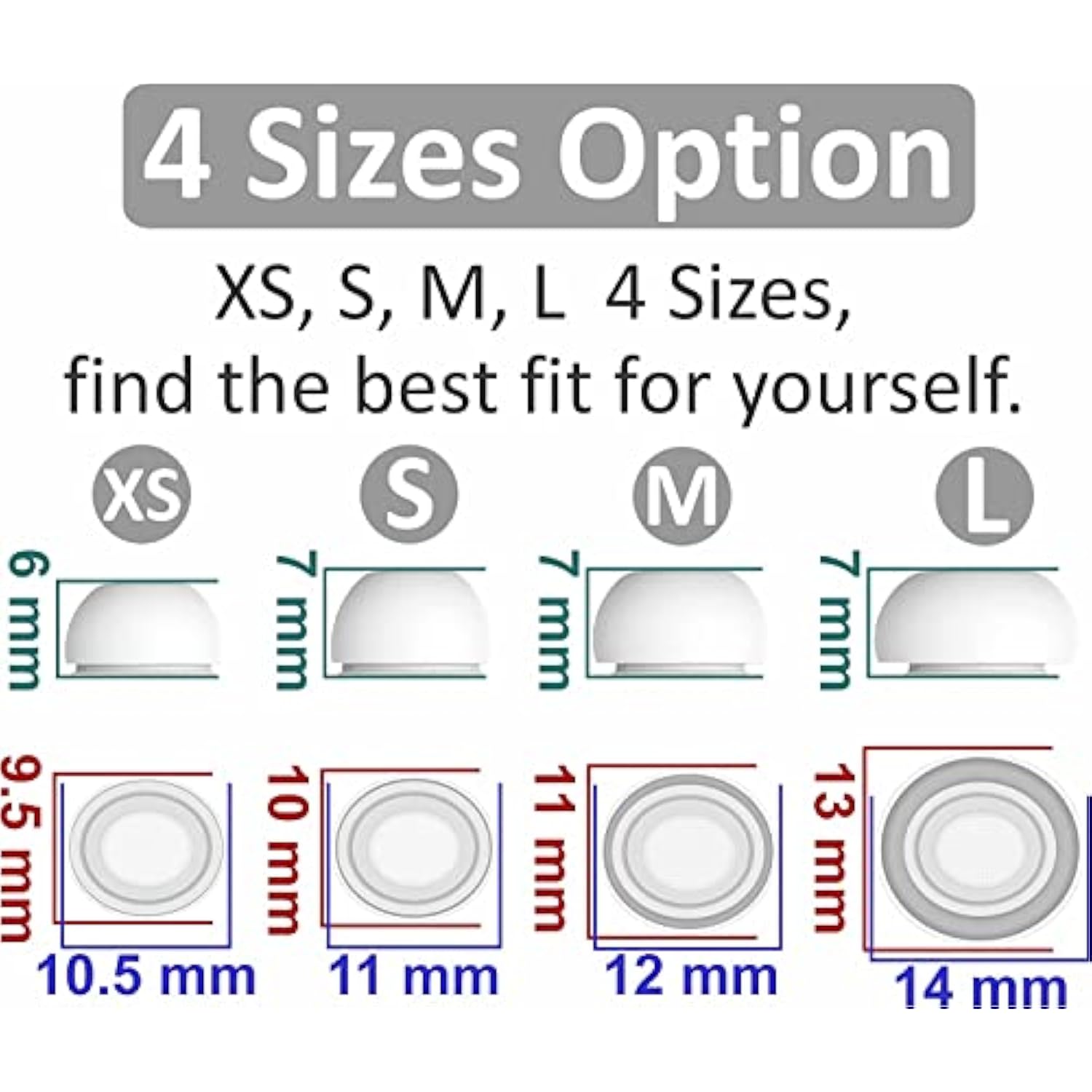 Xs Size Ear Tips Earbuds Covers Ear Caps Eartips Earpads Compatible With Apple Airpods Pro 2 And Airpod Pro 1, Silicone Tips, Fit In Case, 3 Pairs White Xs