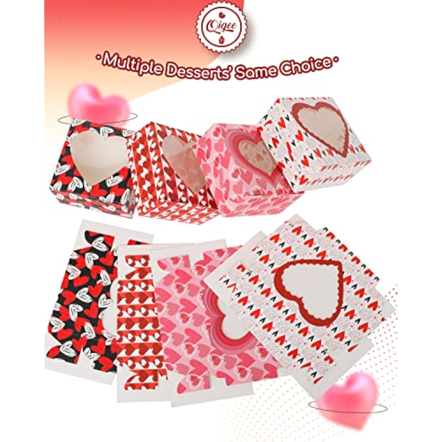 Valentine Bakery Box With Original Unique Design 60Packs 6X6X3 Cookie Boxes Pastry Box For Valentine'S Day