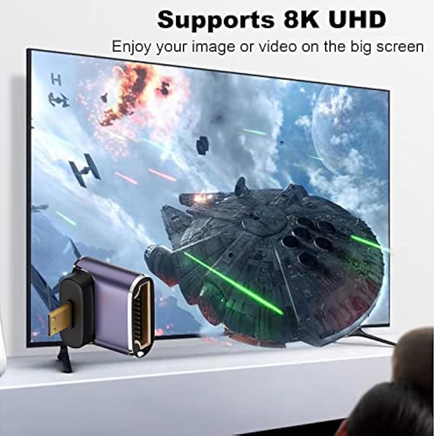 8K Micro Hdmi To Hdmi Adapter (2 Pack), Up And Down 90 Degree Right Angle Micr