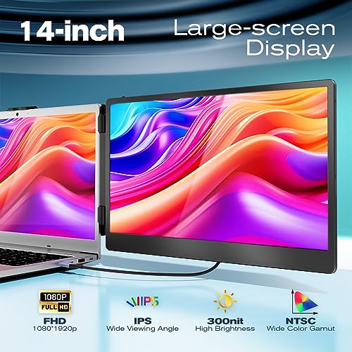 14 Laptop Screen Extender, S1 Dual Fhd Ips Portable Monitor For 1317 Laptops, Usb-C/Hdmi Plug & Play, Compatible With Windows, Macos & Android, Perfect For Hybrid Work & Travel