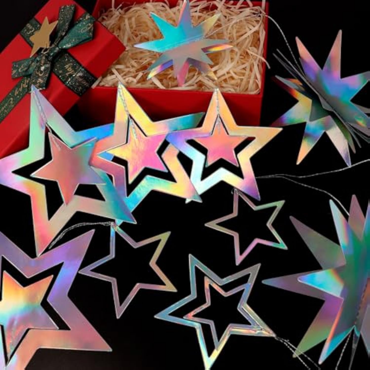 Star Garland Decorations Kit, Holographic Twinkle Little Stars Garlands, Glitter 3D Star Hanging Streamer Backdrop Banner For Birthday, Baby Shower, Graduation, Wedding, Ramadan, Eid