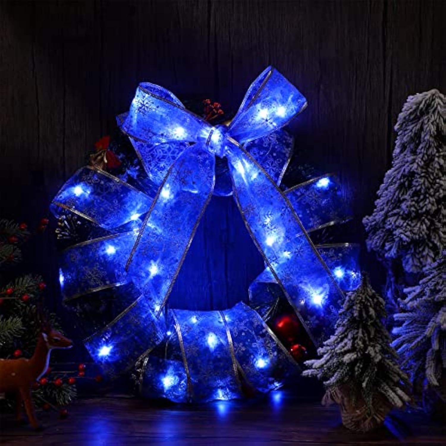 Christmas Ribbon Lights Christmas Lights 16.4 Ft Glow Christmas Tree Ribbon Battery Operated Indoor String Lights For Ou