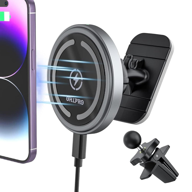 MagSafe Car Mount Charger, 15W Fast Wireless Charger for iPhone 15/14/13/12