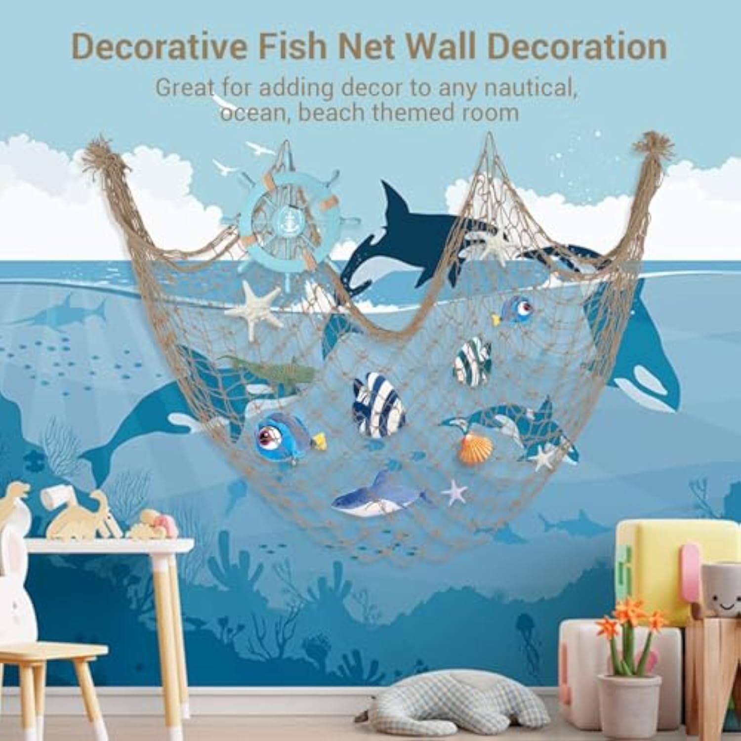 2 Pack Fish Net Decorations - 80X40 Inch Brown Fishing Net Decor For Under The Sea Hawaiian Beach Themed Party, 3Mm Thick Natural Cotton Versatile Nautical Netting For Party Wall Table Ceiling Decor