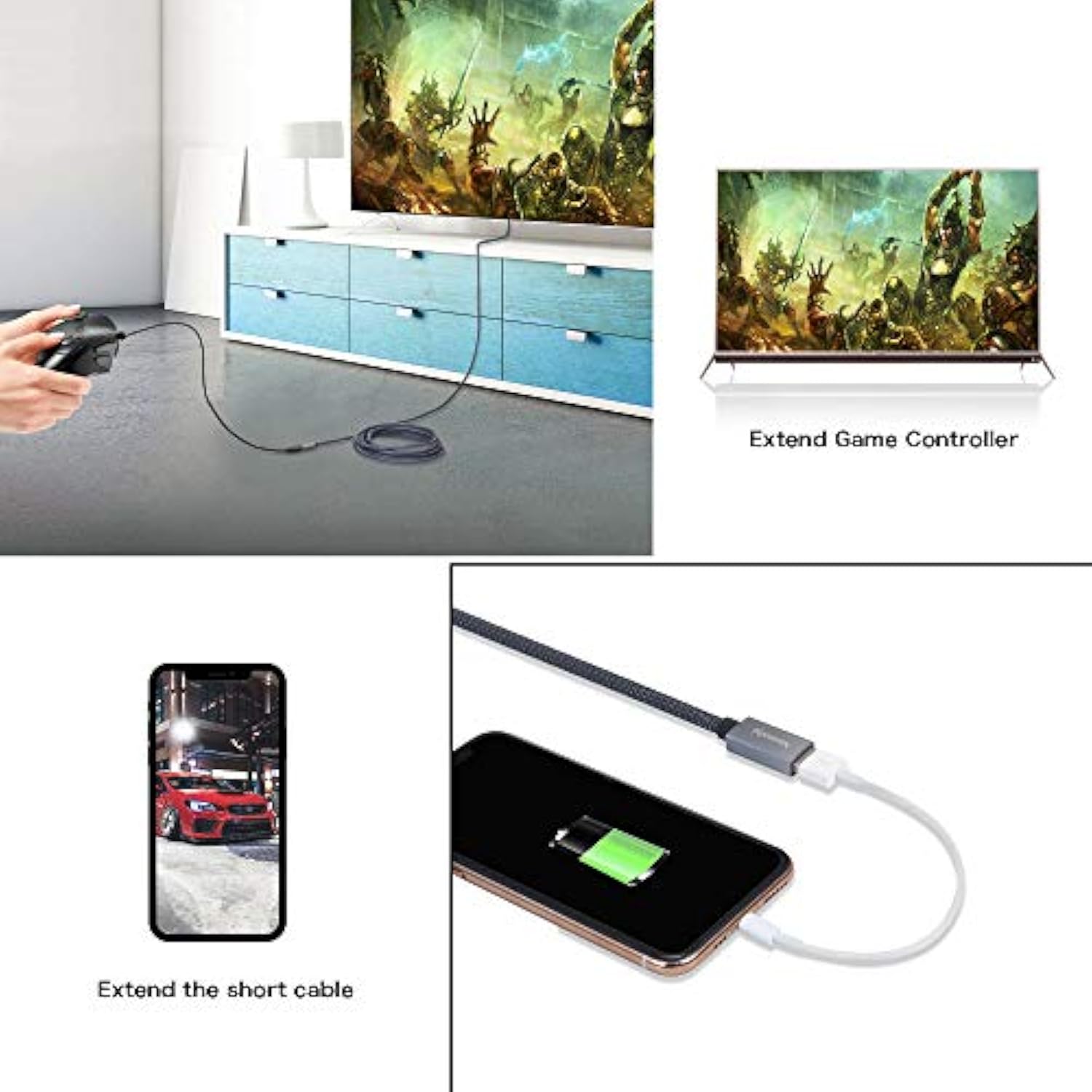 Usb 3.0 Extension Cable 2Ft/0.6M,Usb Extender Cable Type A Male To Female Data Transfer Cord 5Gbps For Playstation,Oculus Vr,Usb Flash Drive,Card Reader,Hard Drive,Keyboard,Printer