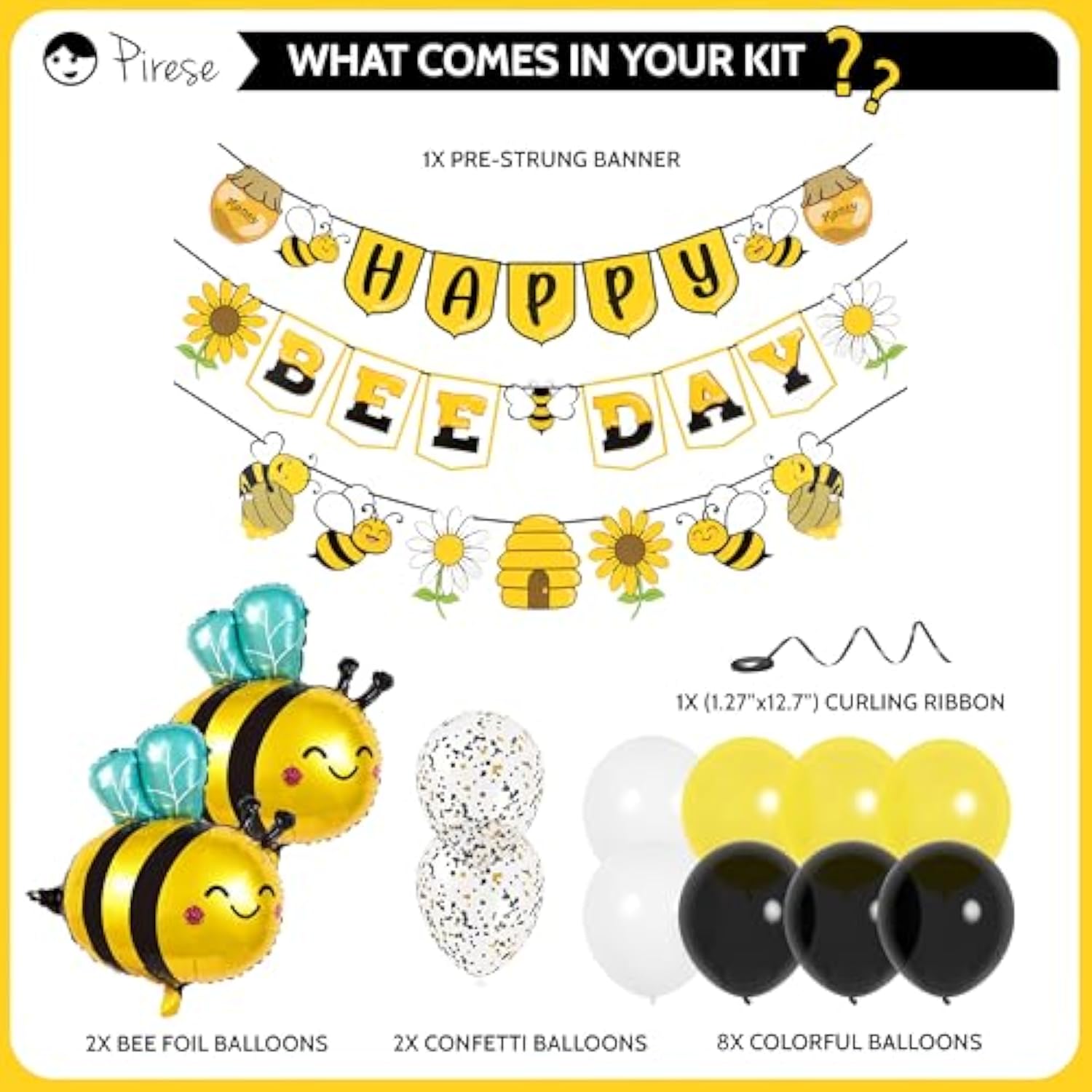 Bee Party Decorations Set, Bumble Bee Birthday Supplies & Honey Bee Garland Kit