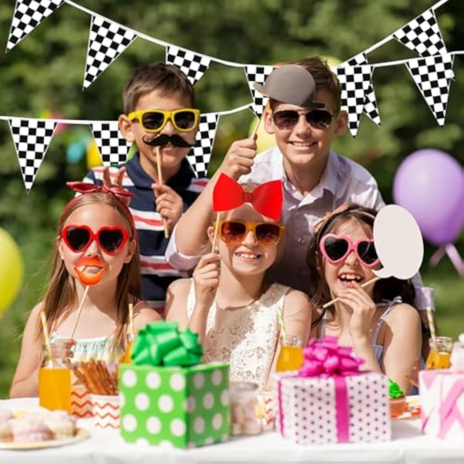 Black White Checkered Flag Banner 100Ft Racing Sports Birthday Picnic Party Decor