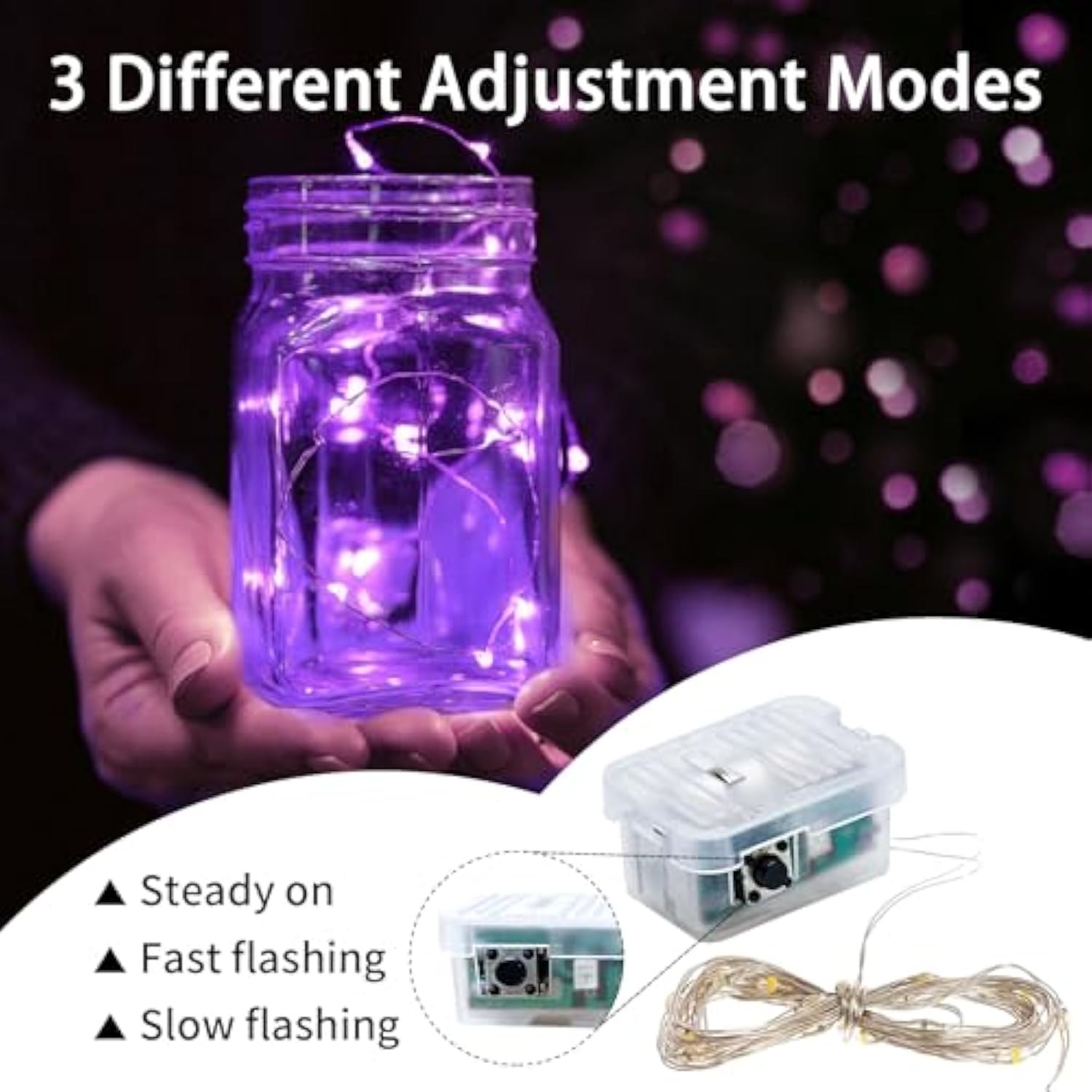 12 Pack Purple Fairy Lights 7Ft 20 Led Twinkle String Lights 3 Modes Battery Operated Waterproof Firefly Starry For Maso