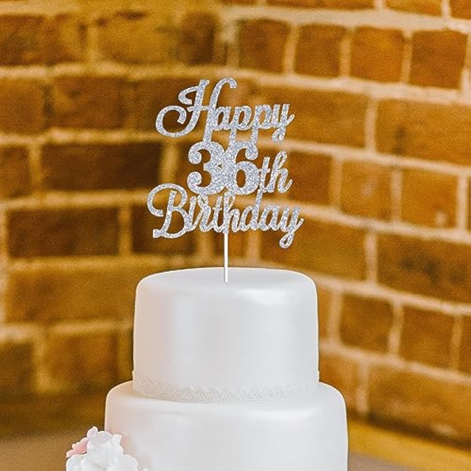 Happy 36Th Birthday Cake Toppers Silver Glitter, Cheers To 36 Years Old Bday Decoration 36Th Anniversary Cake Topper, Thirty-Six Theme Cake Decorations For Birthday Anniversary Party