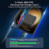 45W Usb-C Charger, 2-Pack 45 Watt Super Fast Charger Type C Wall Charging Block With 2X 10Ft Type C Cable For Samsung Galaxy S25 Ultra/S25/S25+/S24 Ultra/S23+/S23/S22/S20,Note 10/20,Tab S9/S8
