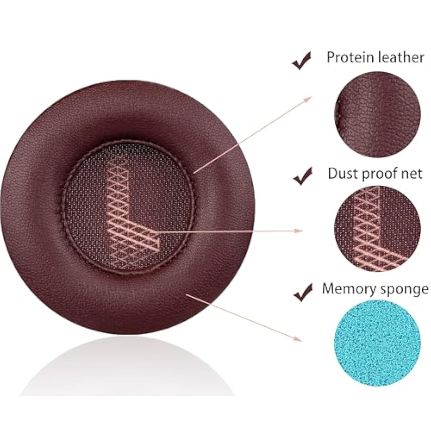 400Bt Replacement Ear Pads Compatible With Jbl Live 400Bt/Live 400Bt On-Ear Wireless Headphones, Replacement Ear Pads Made Of Protein Leather And Memory Foam (Red)