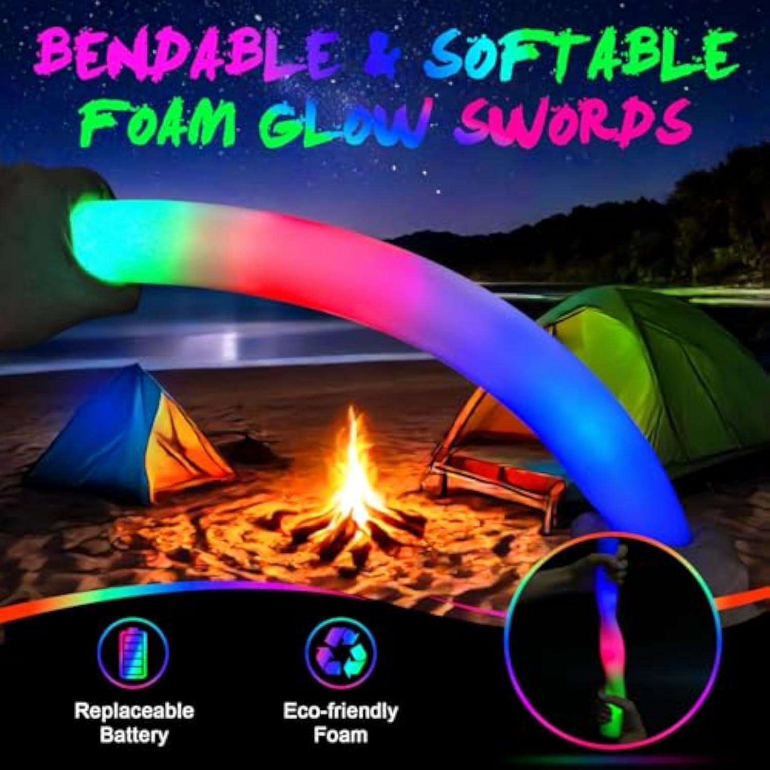 230 Pack LED Foam Glow Sticks: 3 Flash Modes for Parties, Weddings & Events