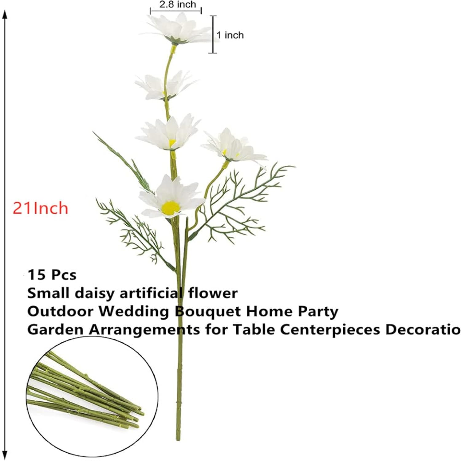 15 Bundles Artificial Flowers White Artificial Daisy Flowers Uv Resistant Outdoor Fake Wildflowers With Stems Faux Greenery Shrubs Plants Arrangements For Wedding Decoration Home Garden Decoration