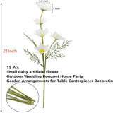 15 Bundles Artificial Flowers White Artificial Daisy Flowers Uv Resistant Outdoor Fake Wildflowers With Stems Faux Greenery Shrubs Plants Arrangements For Wedding Decoration Home Garden Decoration