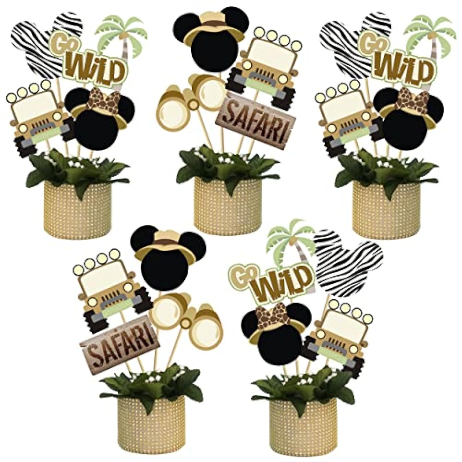 Mouse Safari Centerpiece Sticks- Let'S Go Wild Jungle Animal Birthday Party Baby Shower Table Toppers For Kids?28Pcs?