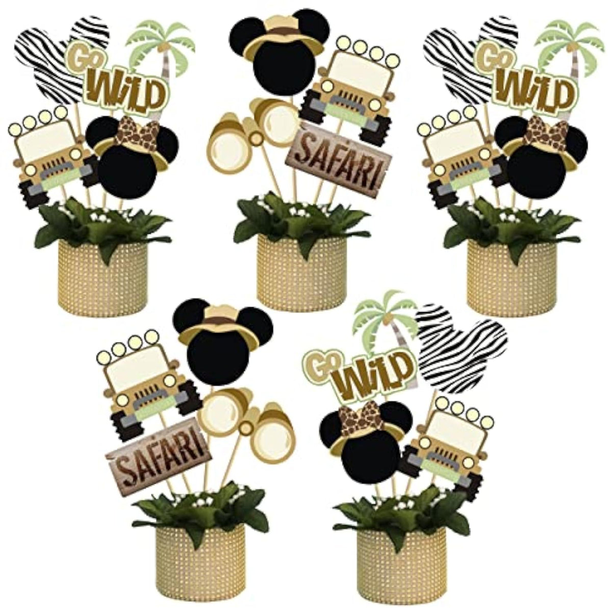 Mouse Safari Centerpiece Sticks- Let'S Go Wild Jungle Animal Birthday Party Baby Shower Table Toppers For Kids?28Pcs?