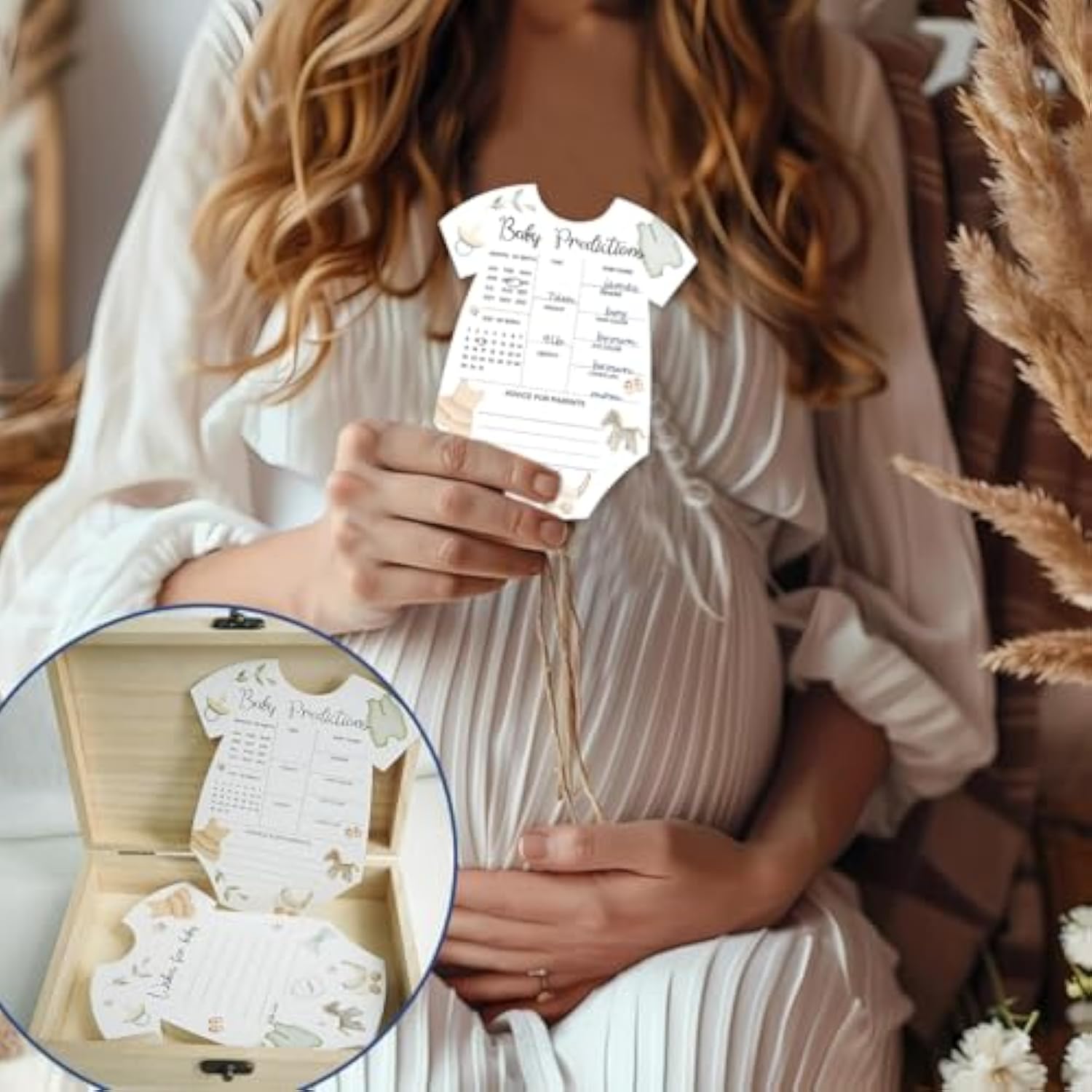 Baby Prediction Cards For Baby Shower Games, Baby Cloth Wish And Advice Cards With Box For Baby Shower Decorations, Gender Reveal Boy Or Girl Decor (Prediction Cards)