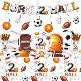 Born Two Ball 2nd Birthday Sports Theme Party Plates and Napkins Set, 152pcs
