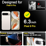3-Pack Privacy Screen & 3-Pack Camera Lens Protector for Google Pixel 9/9 Pro, Case Friendly, Auto-Dusting