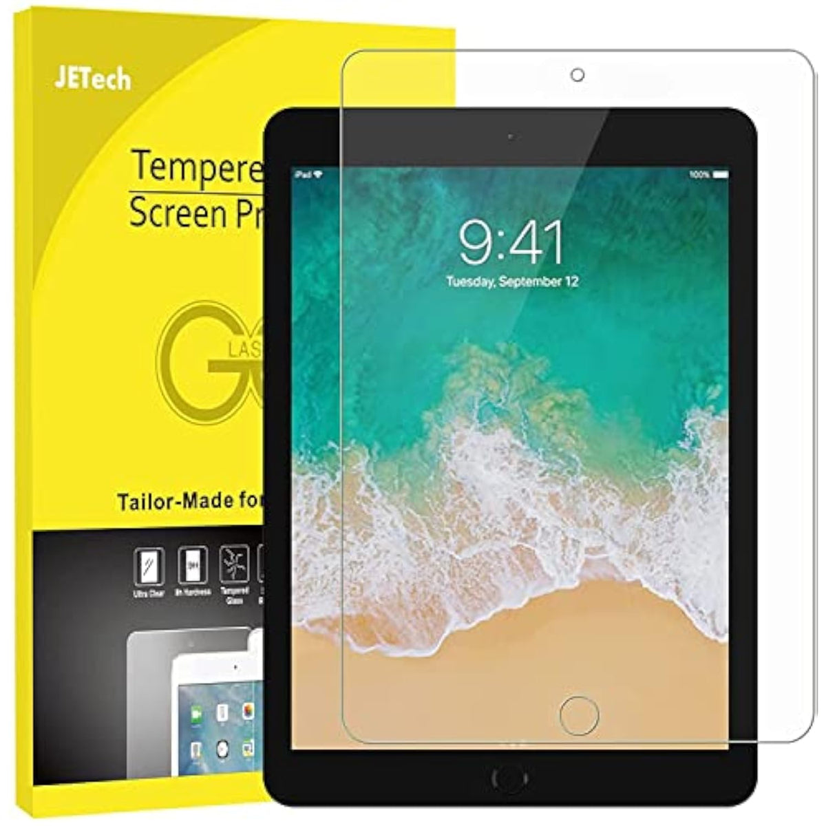 JETech Screen Protector for iPad Pro 12.9-Inch (2015/2017 Model, 1st/2nd Generation), Tempered Glass Film