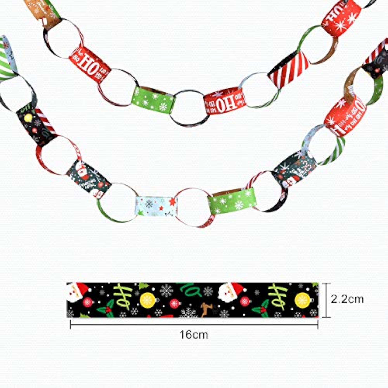600Pcs Christmas Paper Chains Festive Printed Creative Paper Decorations