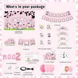 Cow Birthday Party Supplies For 2 Year Old Girl, 166 Pcs Moo Moo Im Two Pink Cow Print Party Decorations For Girls Baby - Backdrop, Cupcakes Wrappers, Balloons, Banner, Crown, Poster