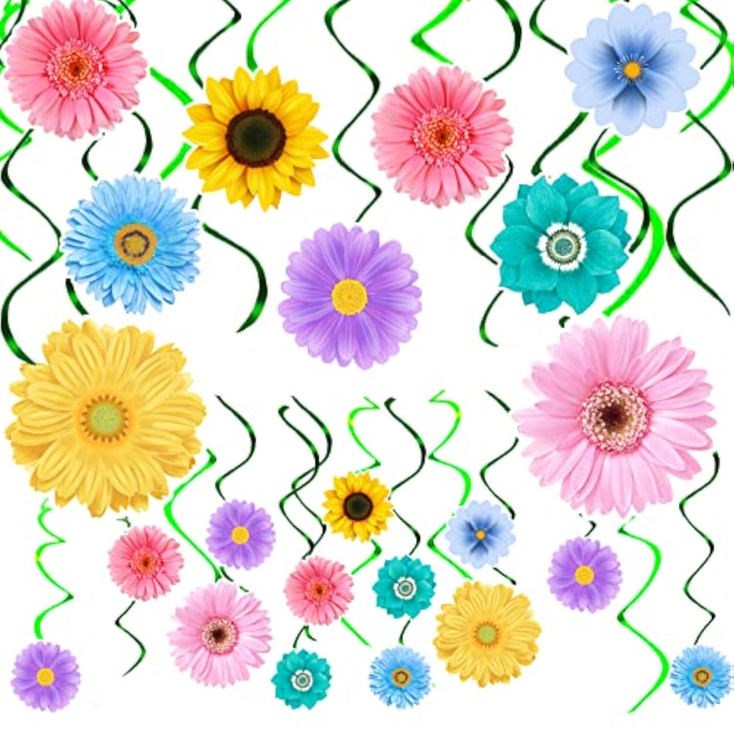 48Pcs Spring Summer Sunflower Hanging Swirl Decorations,Sunflower Baby Shower Decor, Flower Party Decorations For Birthday Autumn Easter Party Classroom Decor