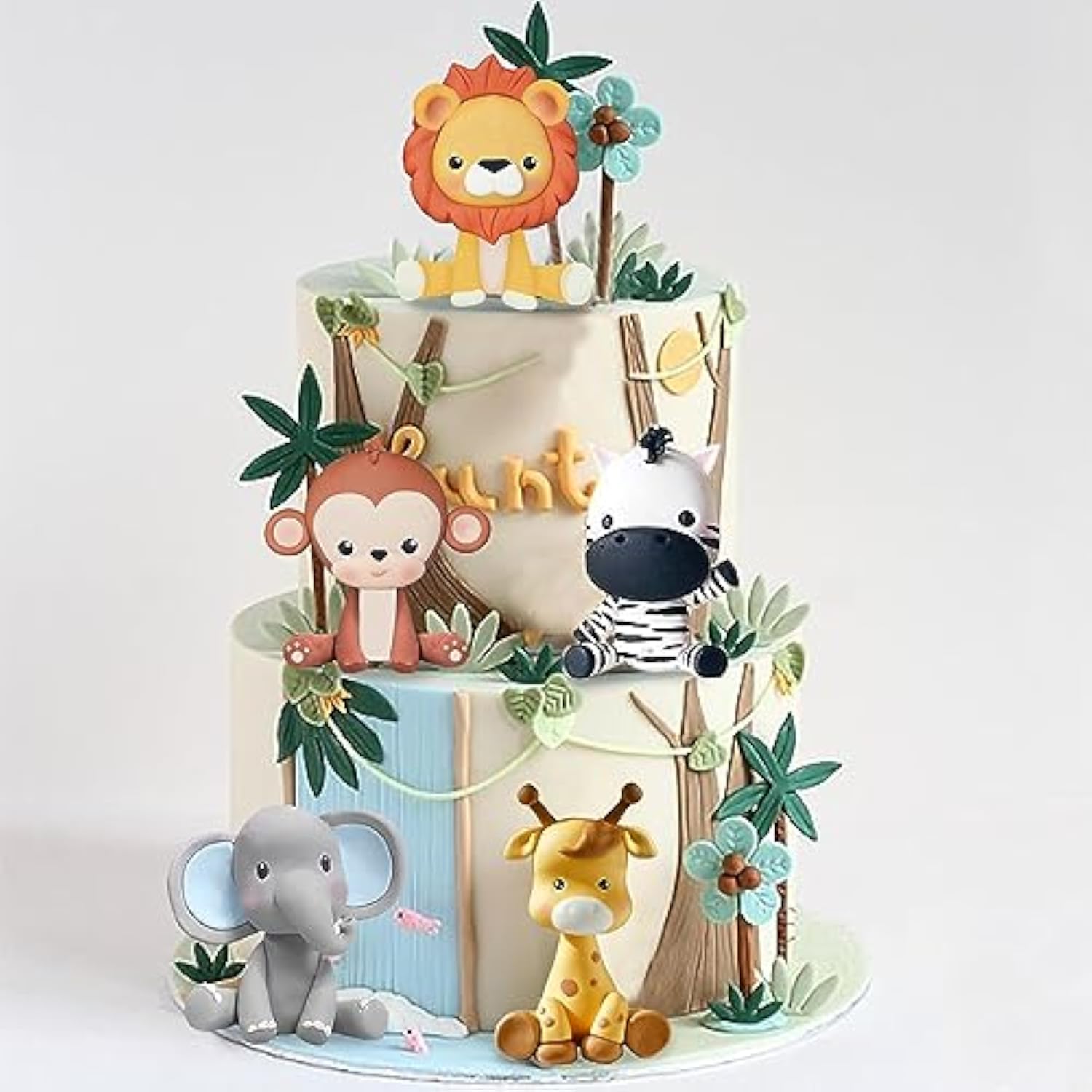 Jungle Safari Animal Cake Topper Lion Giraffe Monkey Elephant Zebra Party Decor