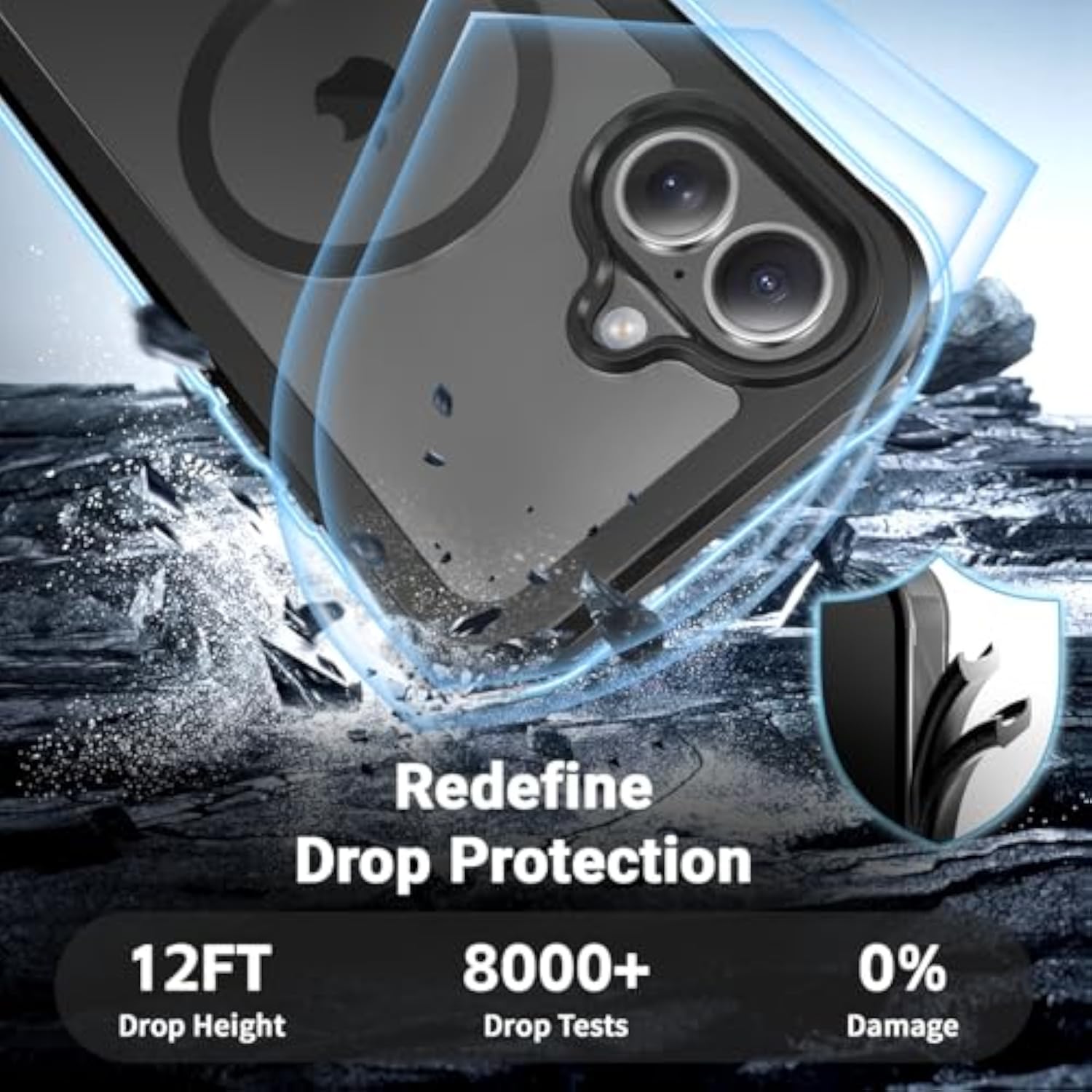 Heavy Duty Magnetic Case for iPhone 16, Black, 6.1 Inch Screen Protection
