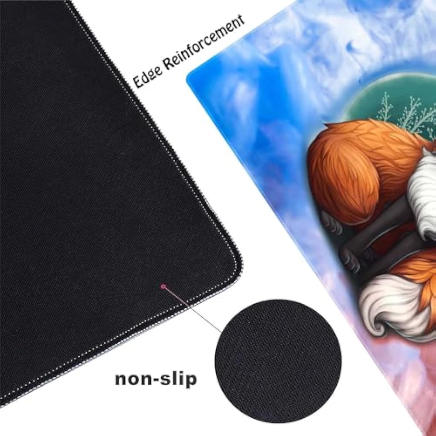 Watercolor Fox Customized Large Extended Gaming Mouse Pad With Stitched Edges And Non-Slip Rubber Base,Suitable For Office And Home Use,31.5X15.7 Inches