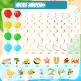 35Pcs Summer Pool Beach Hanging Swirl Decor, Hello Summer Beach Party Decorations, Hawaiian Luau Themed Swirls Streamers Ceiling Supplies For Boys Girls Kids Baby Shower