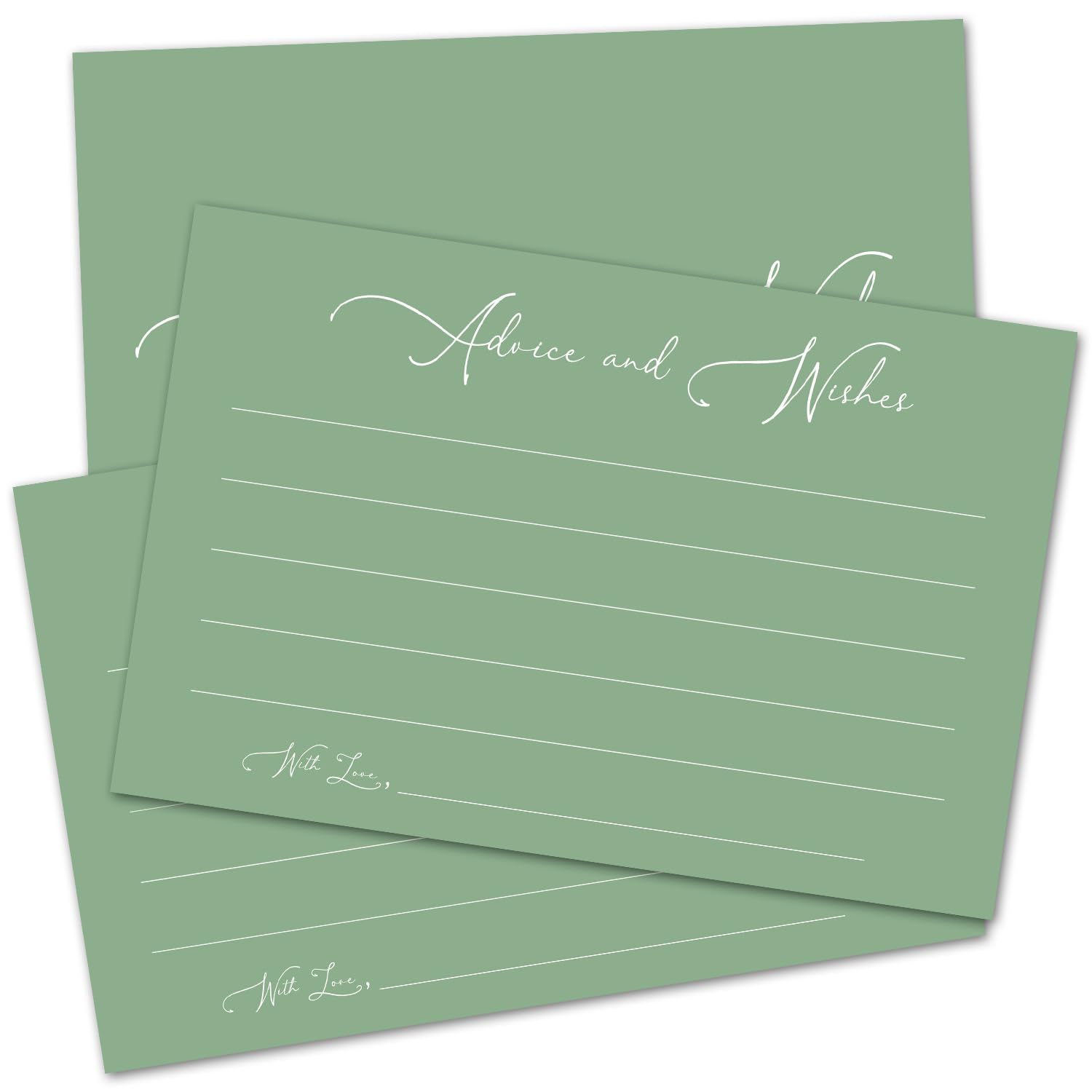 Advice And Wishes Cards For Wedding Shower Games, Advice And Wishes For The Mr And Mrs, Double-Sided 25 Cards (Green)