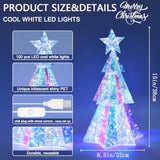 Holographic Christmas Tree, 15 Inch Desktop Decoration Tree With Led Lights, Prismatic Iridescent Christmas Tree Gift For Kids Girls Families Office Indoor Decorations