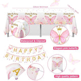 Butterfly Decorations For Girls, Pink Butterfly Themed Birthday Decorations Party Supplies With Balloon Arch Kit Backdrop Banner Foil Balloons Wall Decor, Princess Baby Shower Bday Party