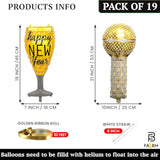 19pcs Cheers to 2026 Balloons Wine Glass Microphone Black Gold Party Set