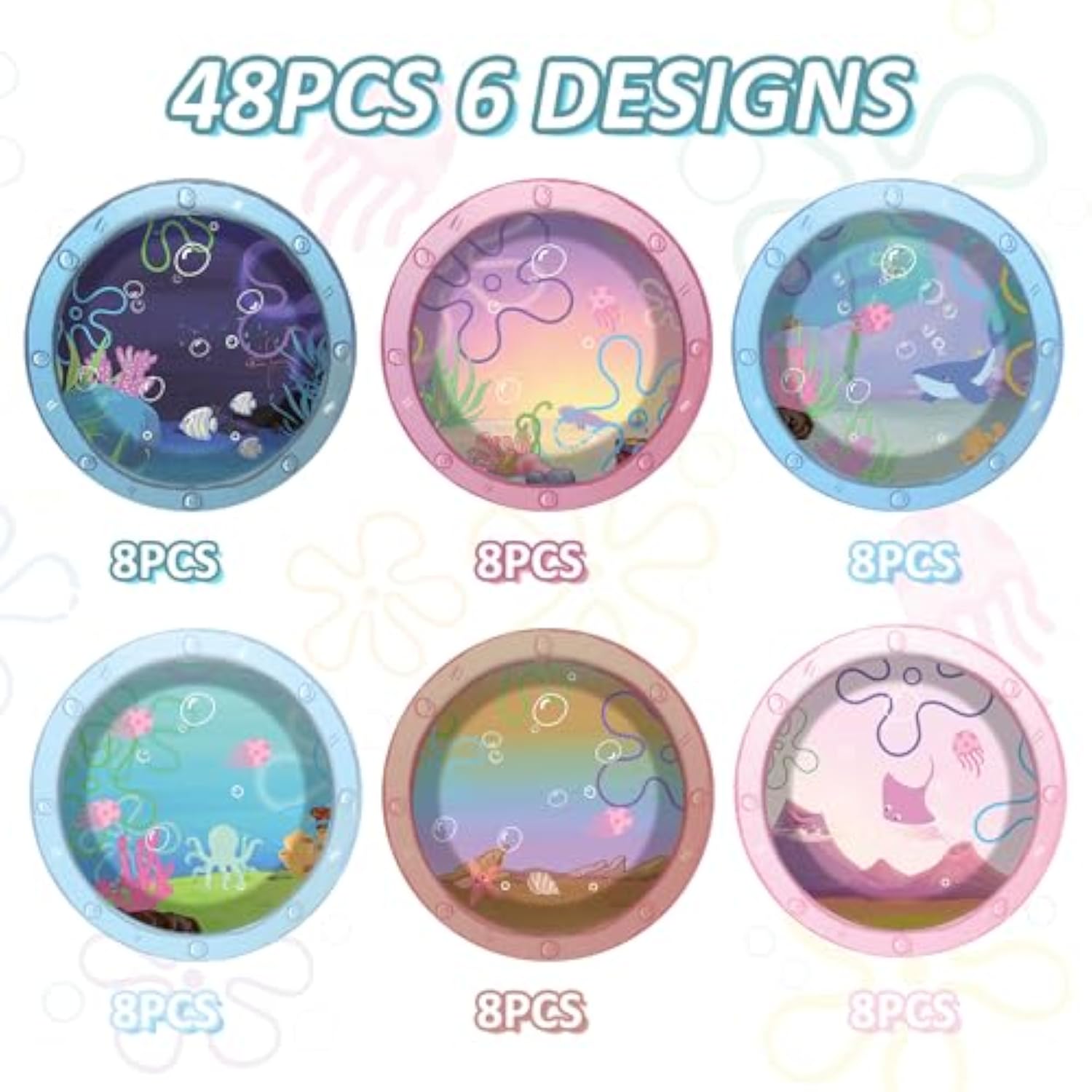 48 Pcs Ocean Cartoon Party Paper Plates Yellow Cartoon Party Supplies Sea Animal Theme Disposable Dinner Plates Under The Sea Dinnerware For Summer Birthday Baby Shower Decoration
