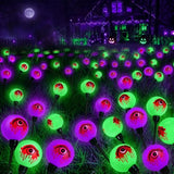 6 Pack 36 LED Solar Halloween Decorations Eyeball Lights Purple and Green