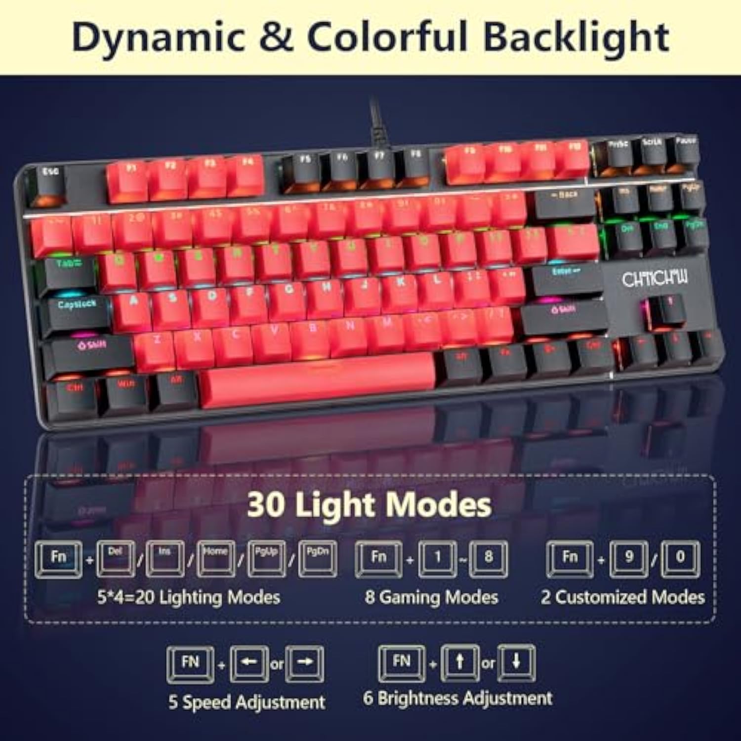 CHONCHOW Mechanical Gaming Keyboard and Mouse Combo, LED Backlit, Blue Switch, 87 Keys TKL, Hot Swappable Mechanical Keyboard, RGB Mouse 1200-4200 DPI for Ps4 Xbox PC Laptop Mac Windows